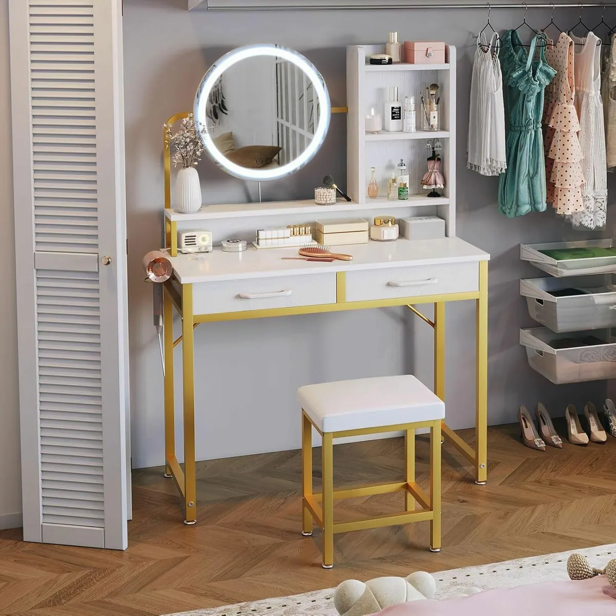 Dressing Table height-adjustable mirror LED Lights - Image 1