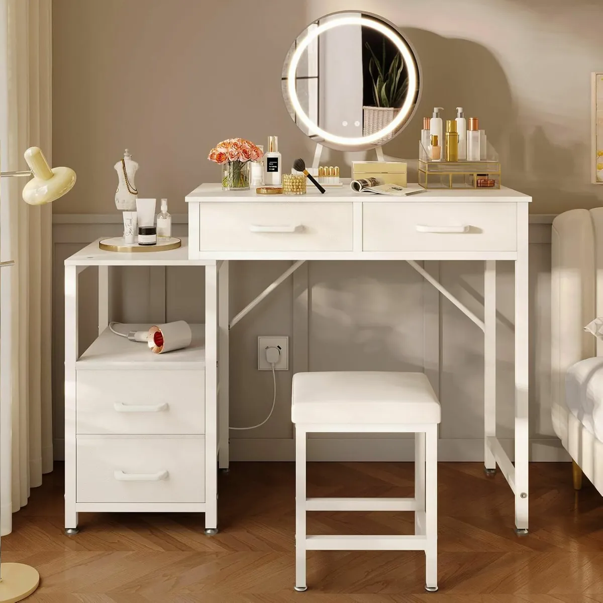 Vanity Desk Adjustable LED Mirror Dressing Table - Image 3