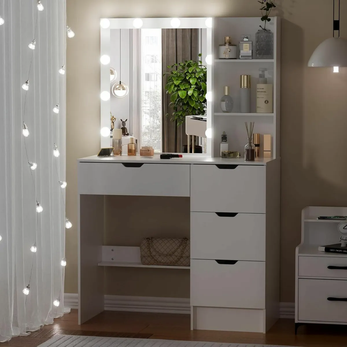 Dressing Table Large Drawers LED Mirror - Image 3