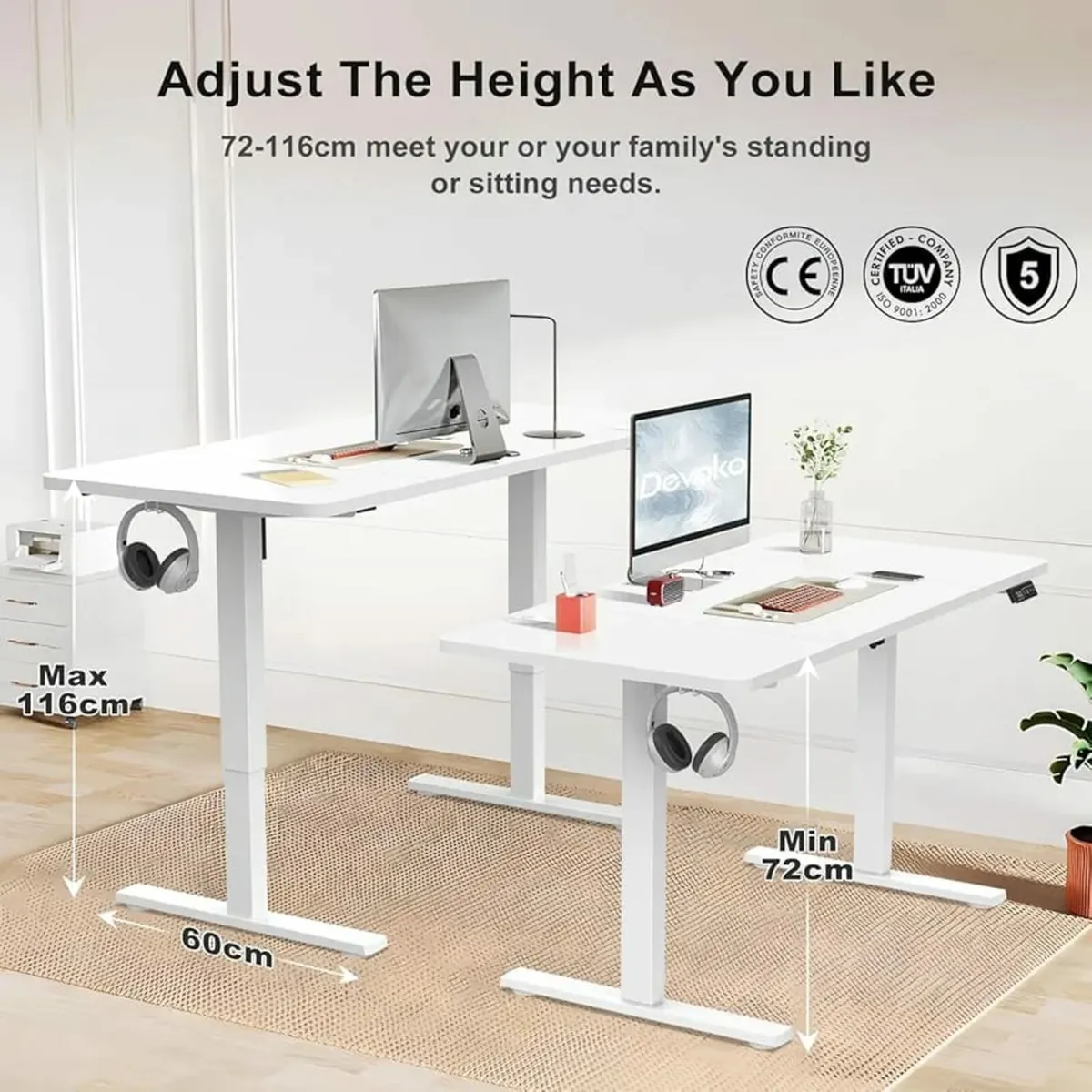 Electric Standing Desk 120x60cm Sit Stand Table He - Image 3