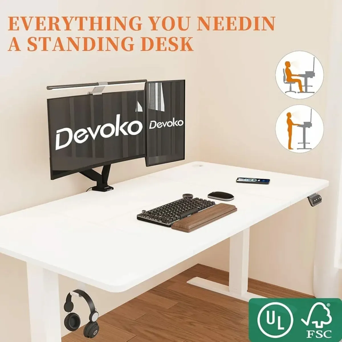 Electric Standing Desk 120x60cm Sit Stand Table He - Image 4