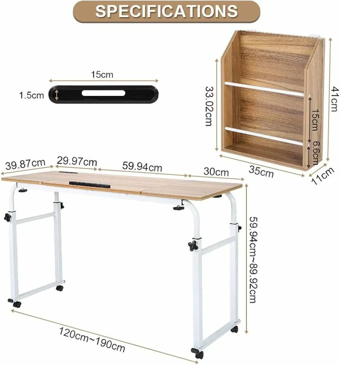 Overbed Table Computer Laptop Table, Bed Table Rol - Image 2