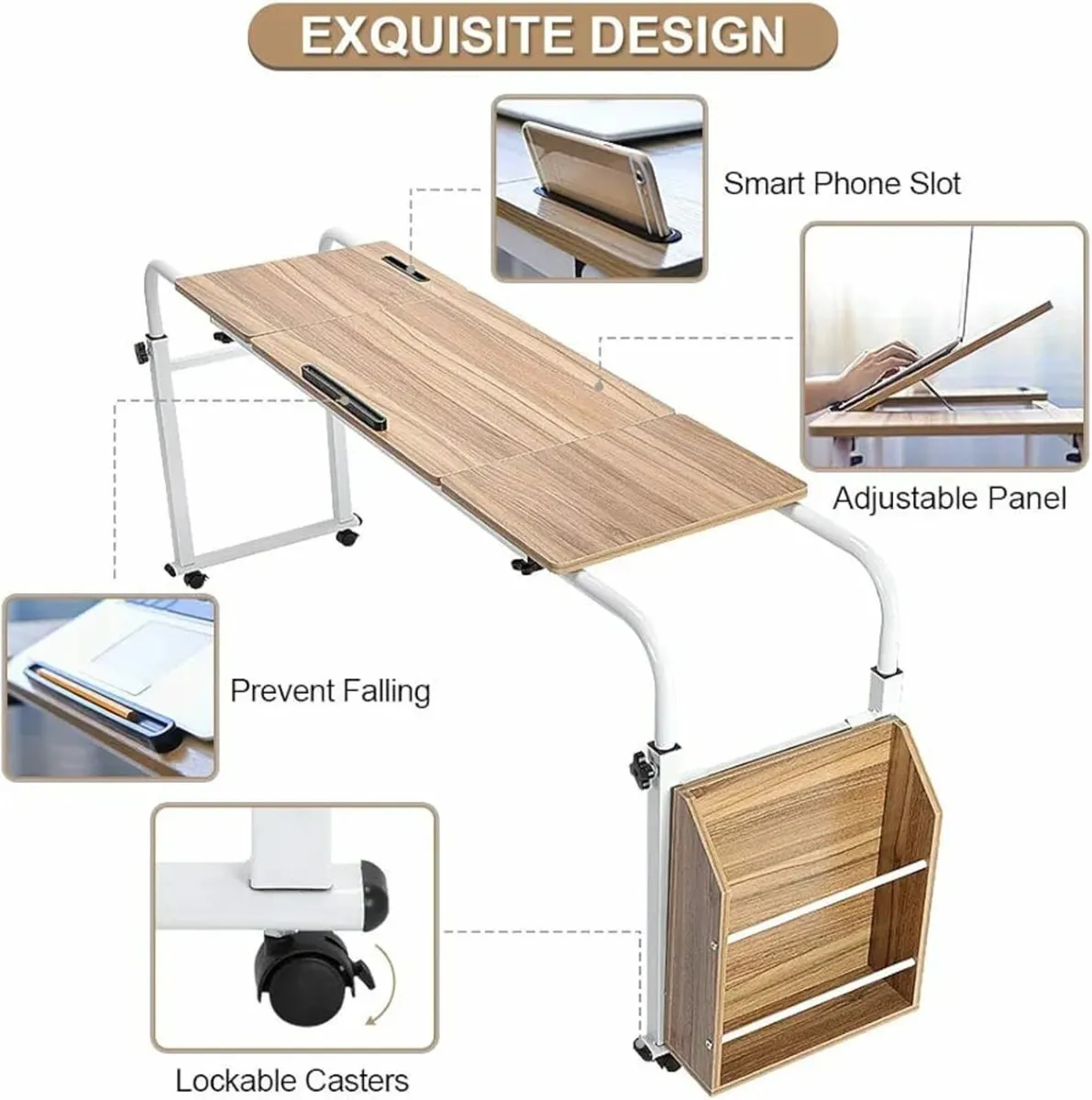 Overbed Table Computer Laptop Table, Bed Table Rol - Image 4