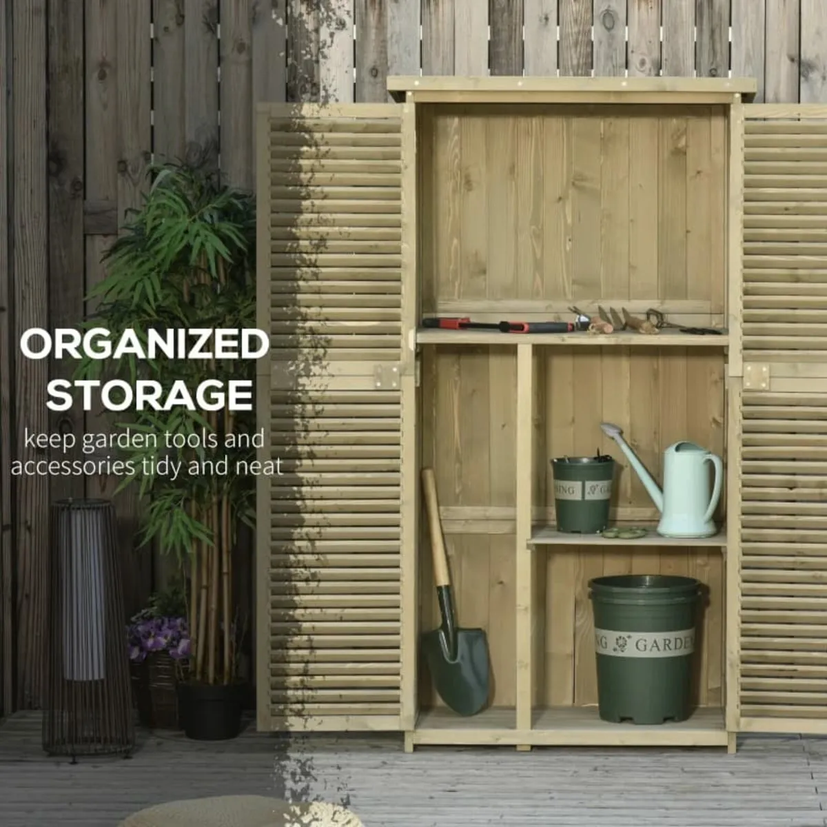 87 x 47 x 160cm Wooden Garden Storage Shed, Sheds - Image 4