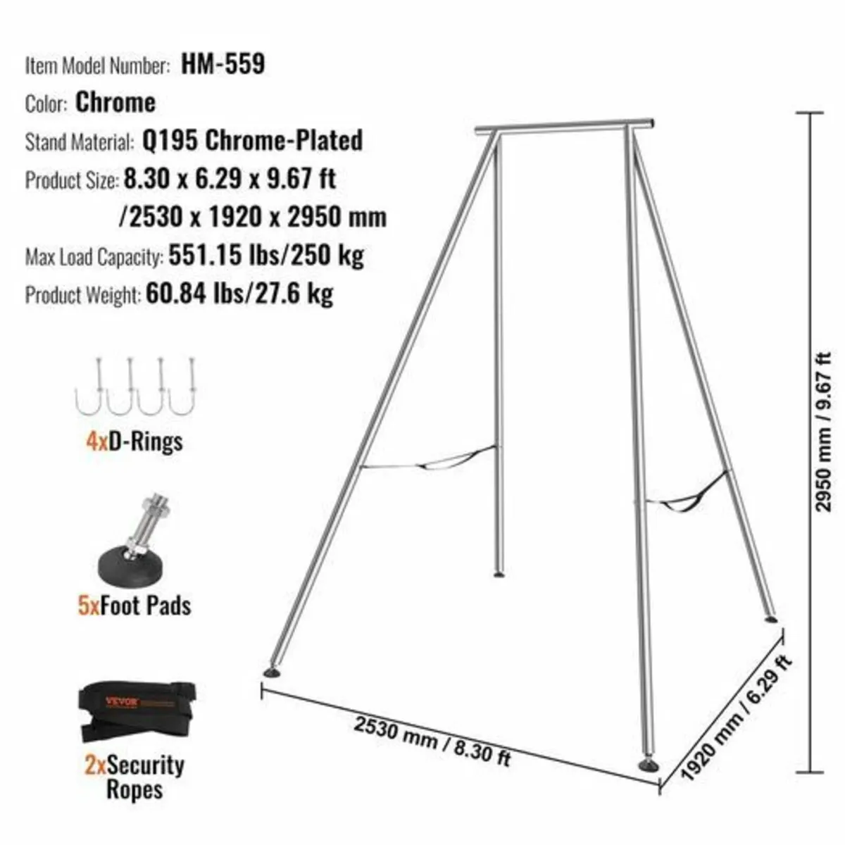 Aerial Yoga Frame, 9.67 ft Height Yoga Swing Stand - Image 3