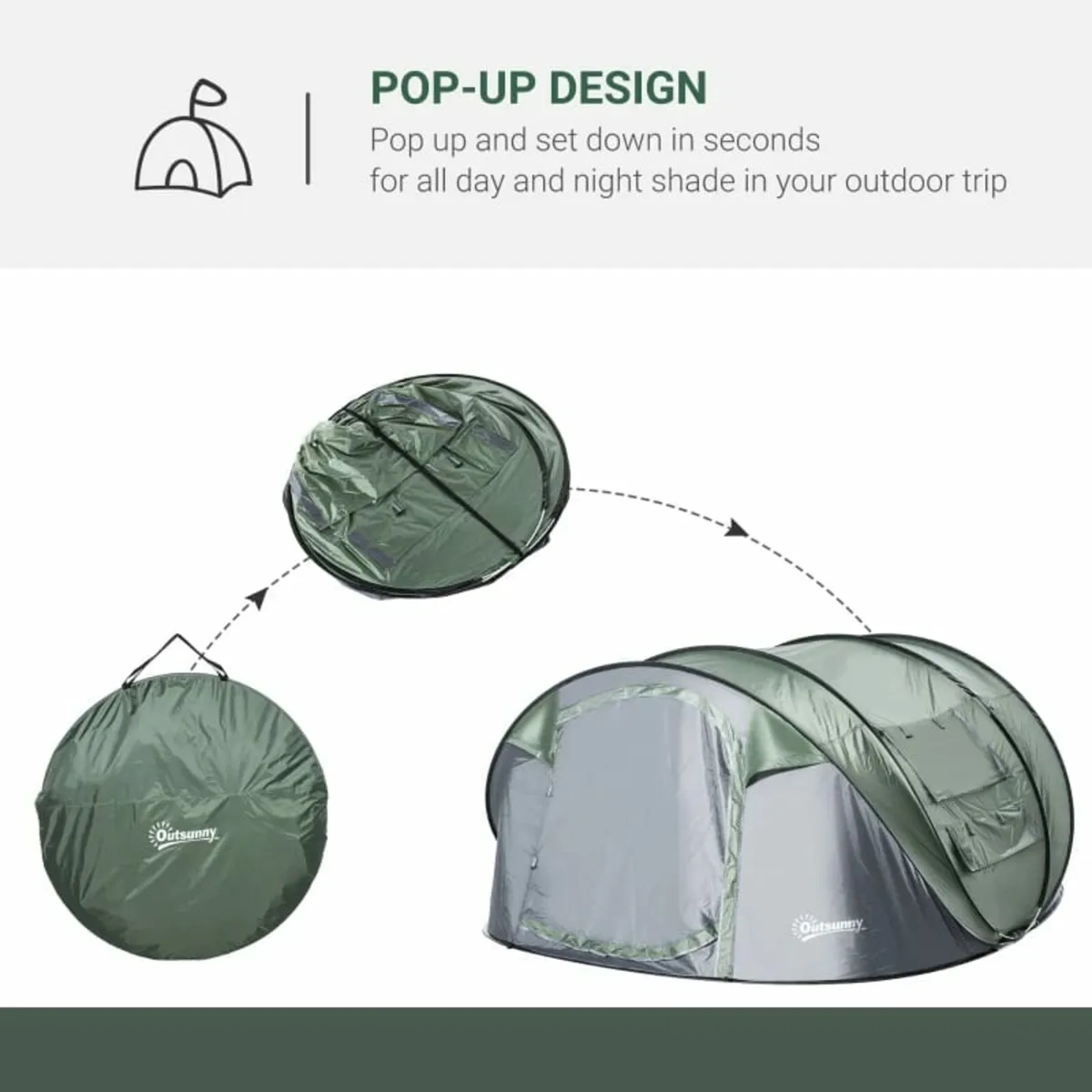 4-5 Person Pop-up Camping Tent Family Tent w/ 2 Me - Image 2