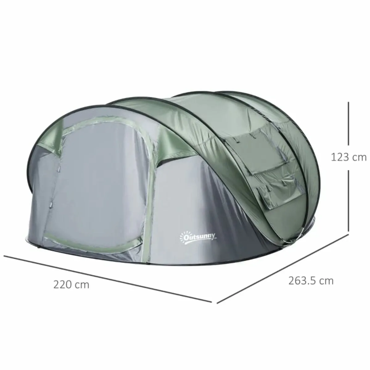 4-5 Person Pop-up Camping Tent Family Tent w/ 2 Me - Image 3