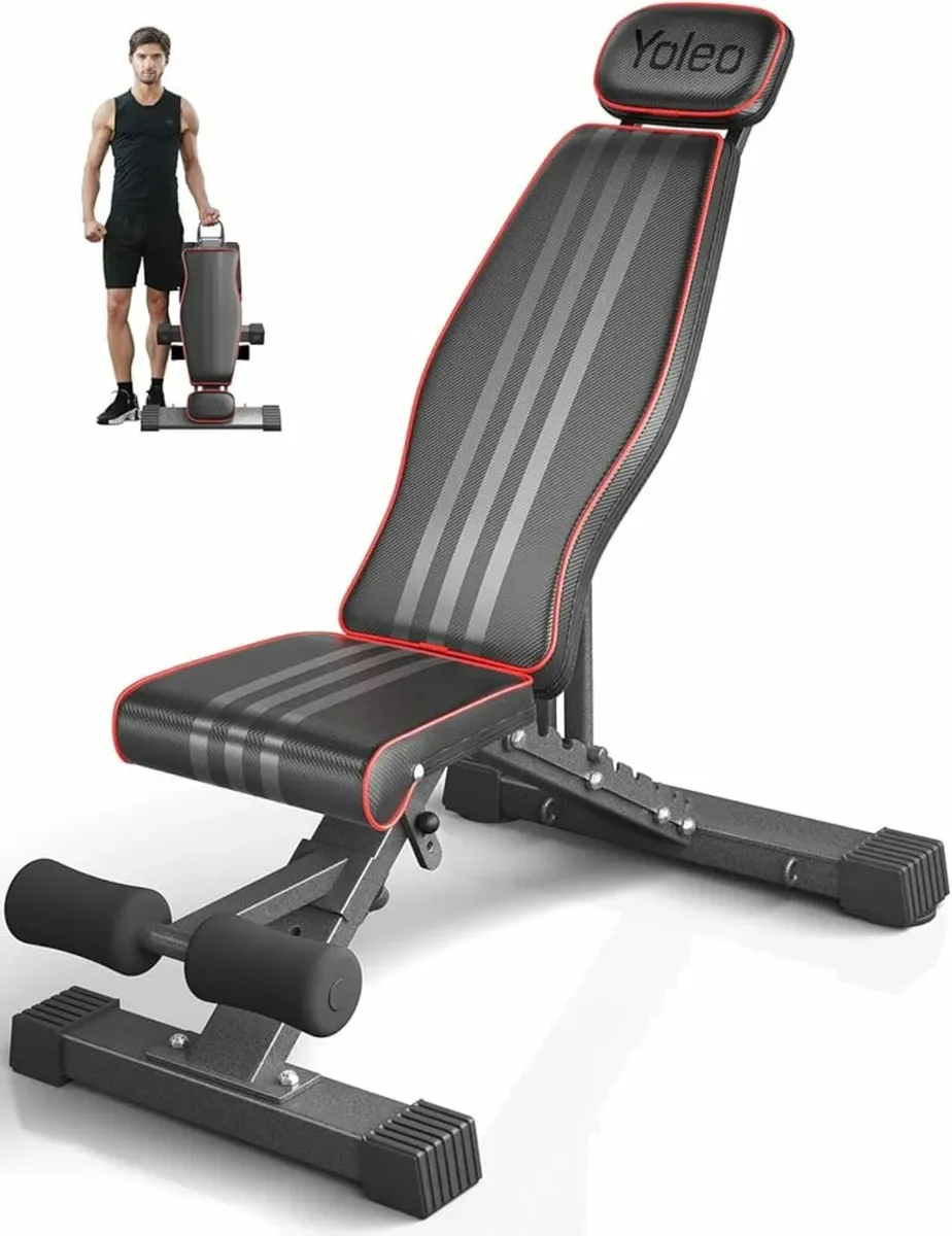 Adjustable Foldable Weight Bench with Extended Hea - Image 1