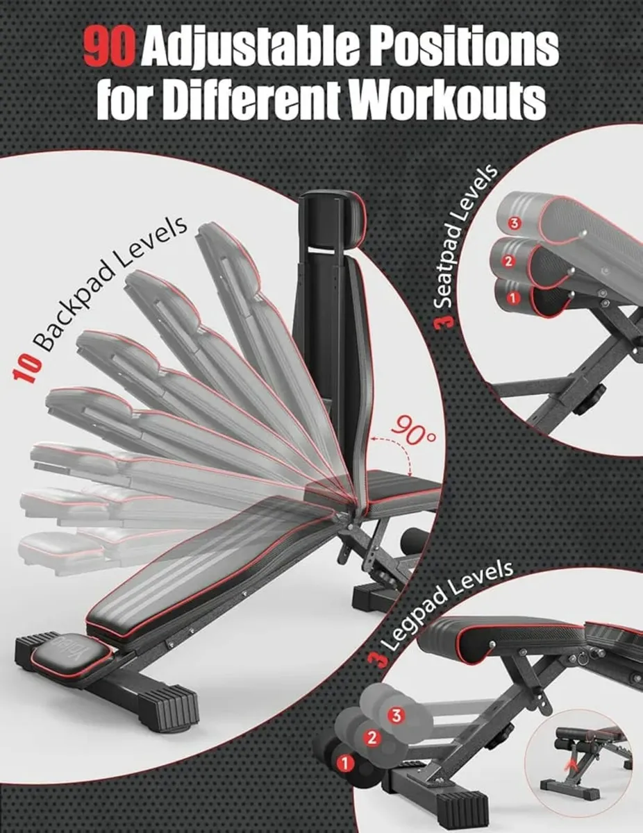 Adjustable Foldable Weight Bench with Extended Hea - Image 2