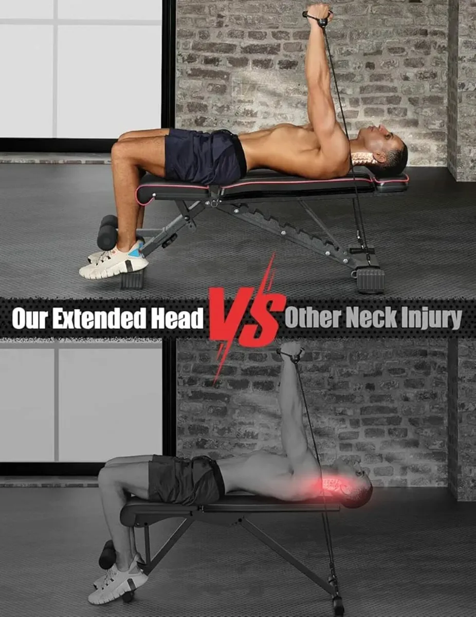 Adjustable Foldable Weight Bench with Extended Hea - Image 4