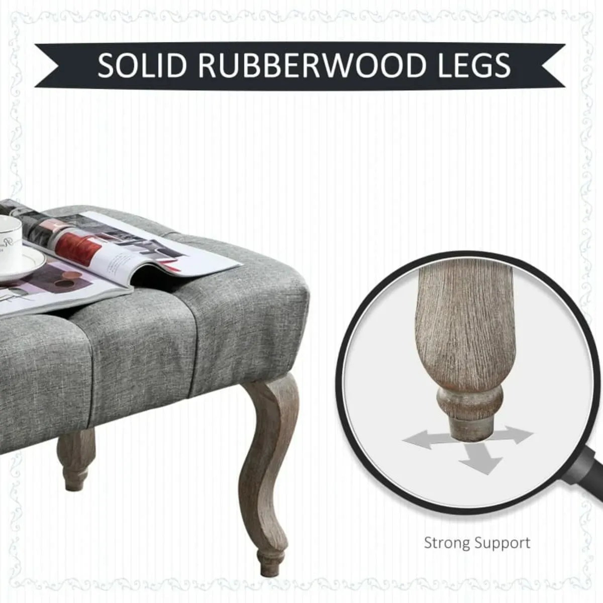 Tufted Upholstered Accent Bench Window Seat Bed En - Image 4