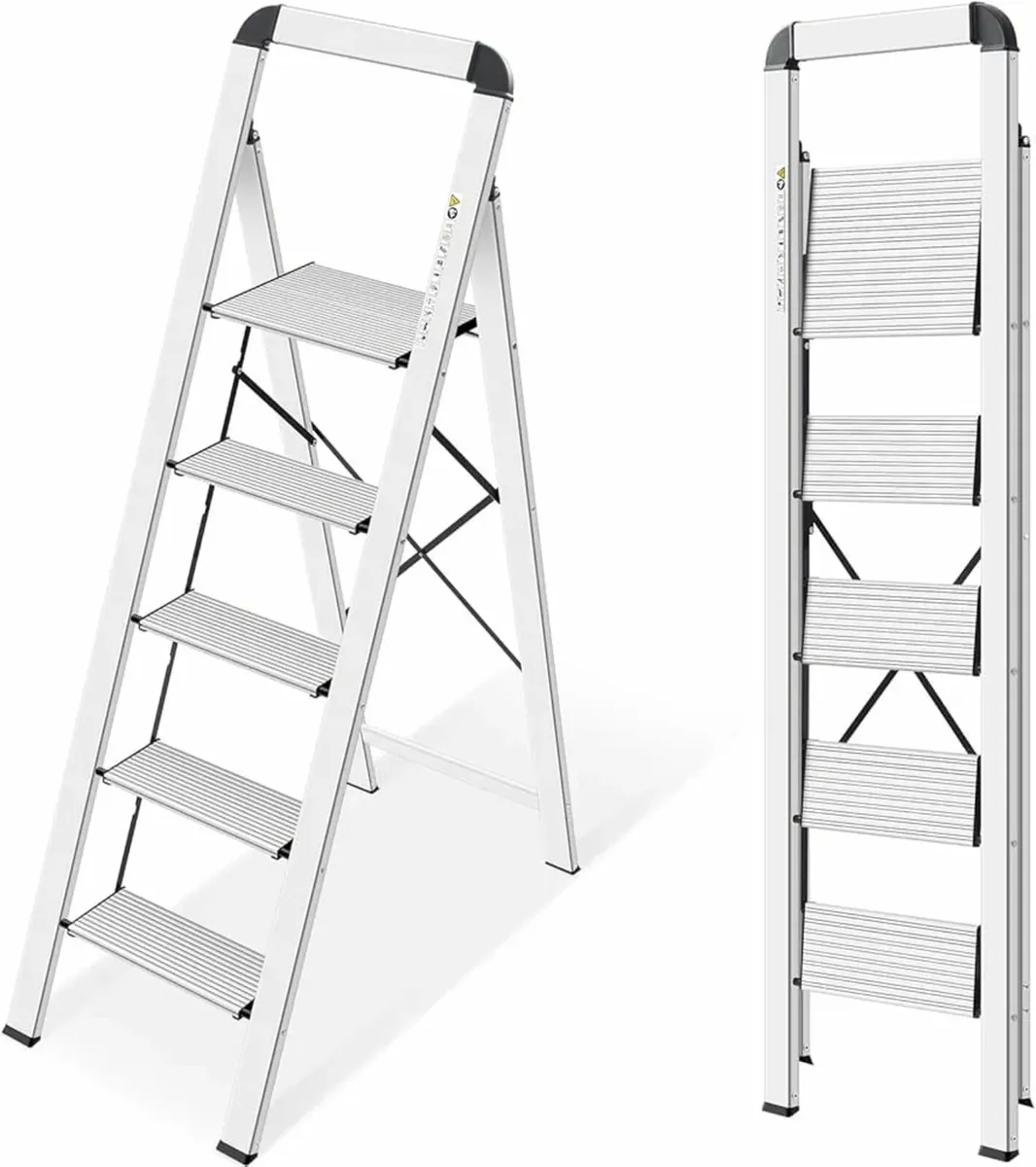 5 Steps, Folding Step Ladder with Handrail, Non-Sl - Image 1