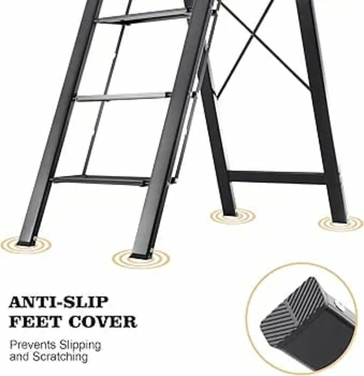 Step Ladder, 5 Steps, Folding Step Ladder with Han - Image 4