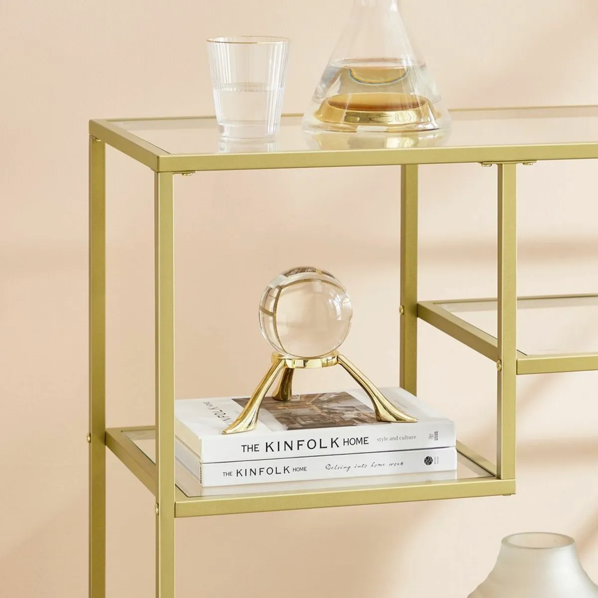 Console table gold glass and metal console table - Image 2