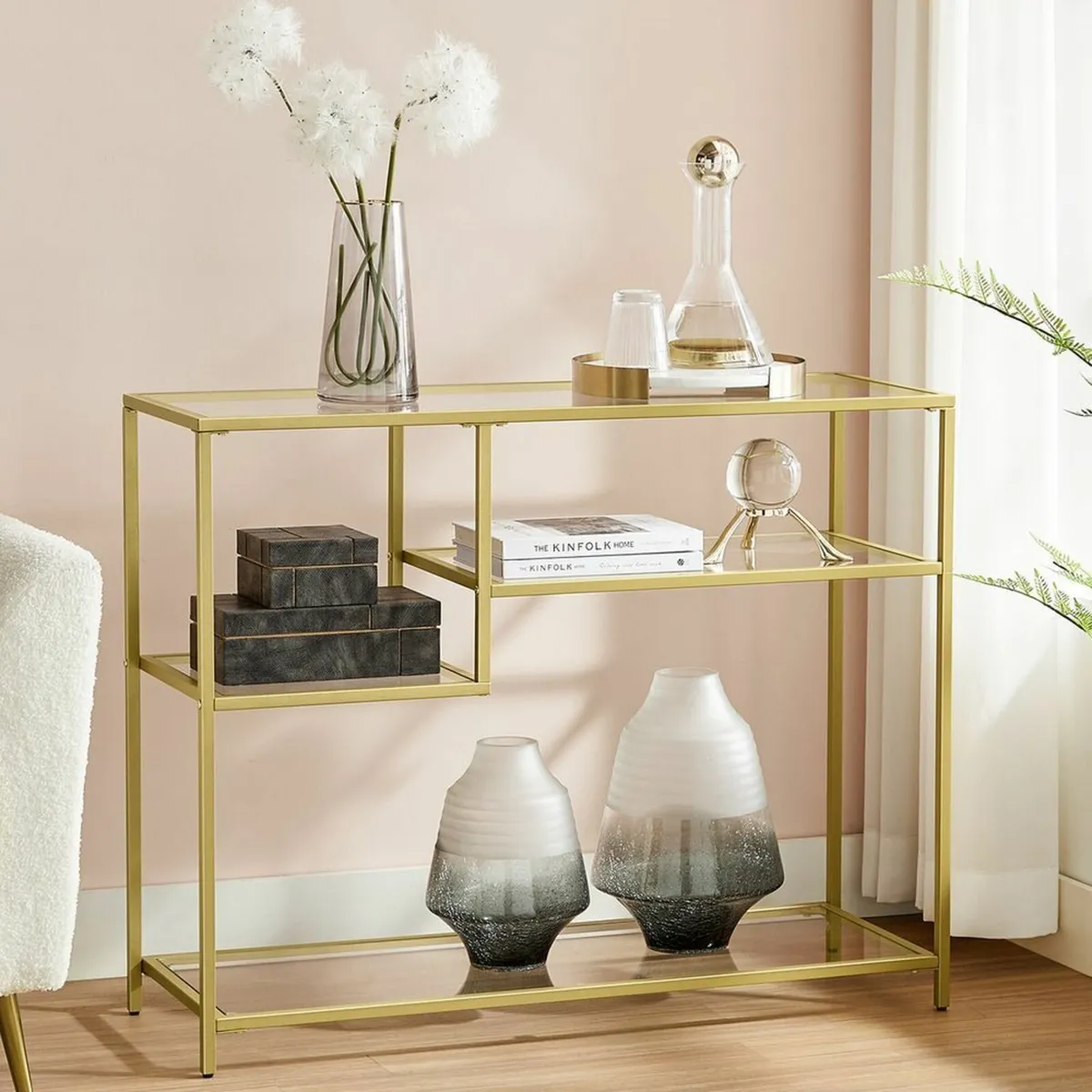 Console table gold glass and metal console table - Image 3