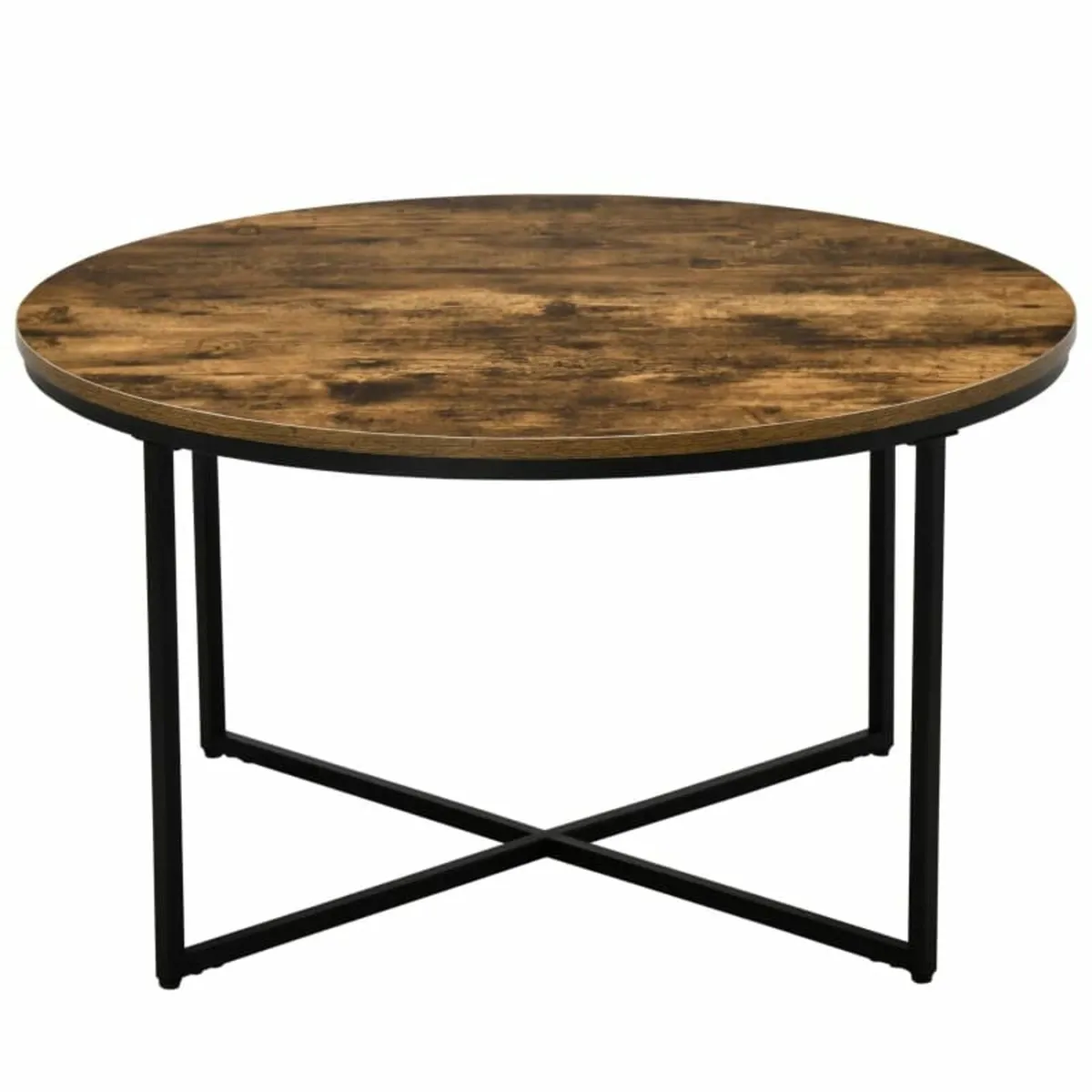 Round Coffee Table, Industrial Side Table with Met - Image 1