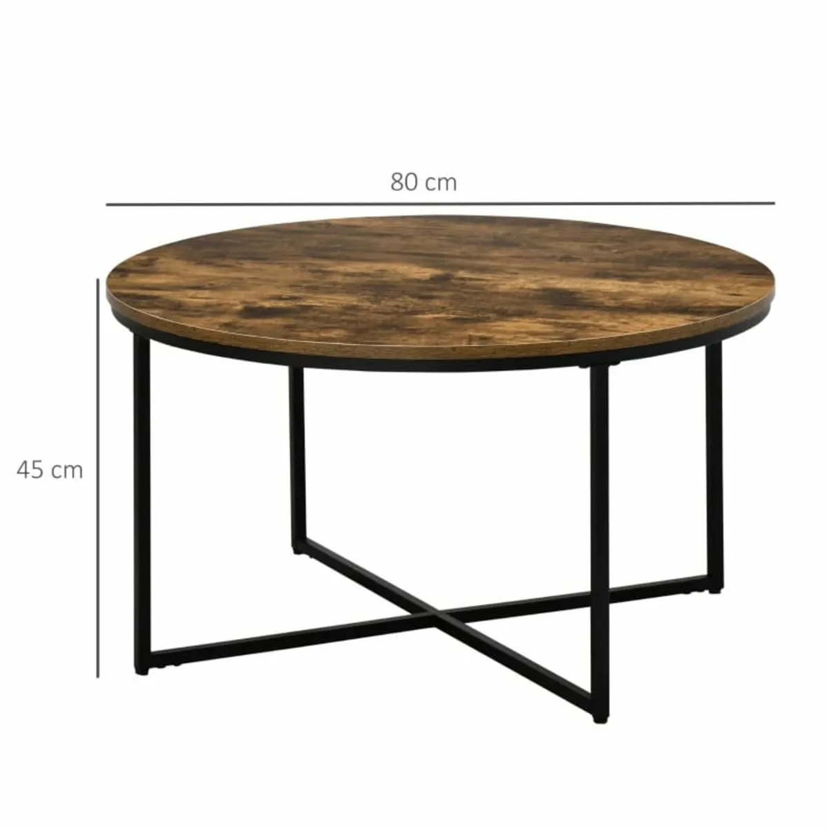 Round Coffee Table, Industrial Side Table with Met - Image 3