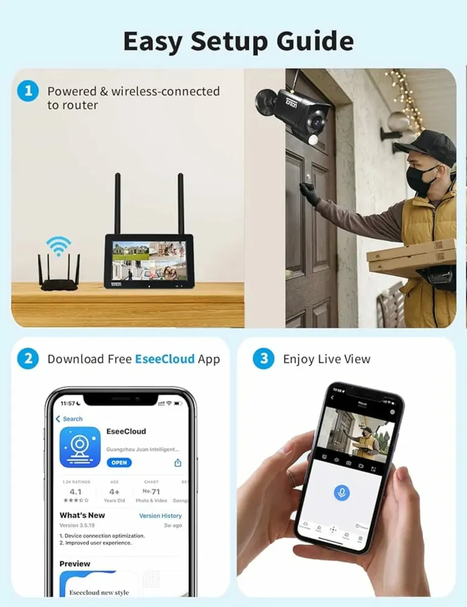 CCTV Camera System Wireless with Touchscreen Monit - Image 4