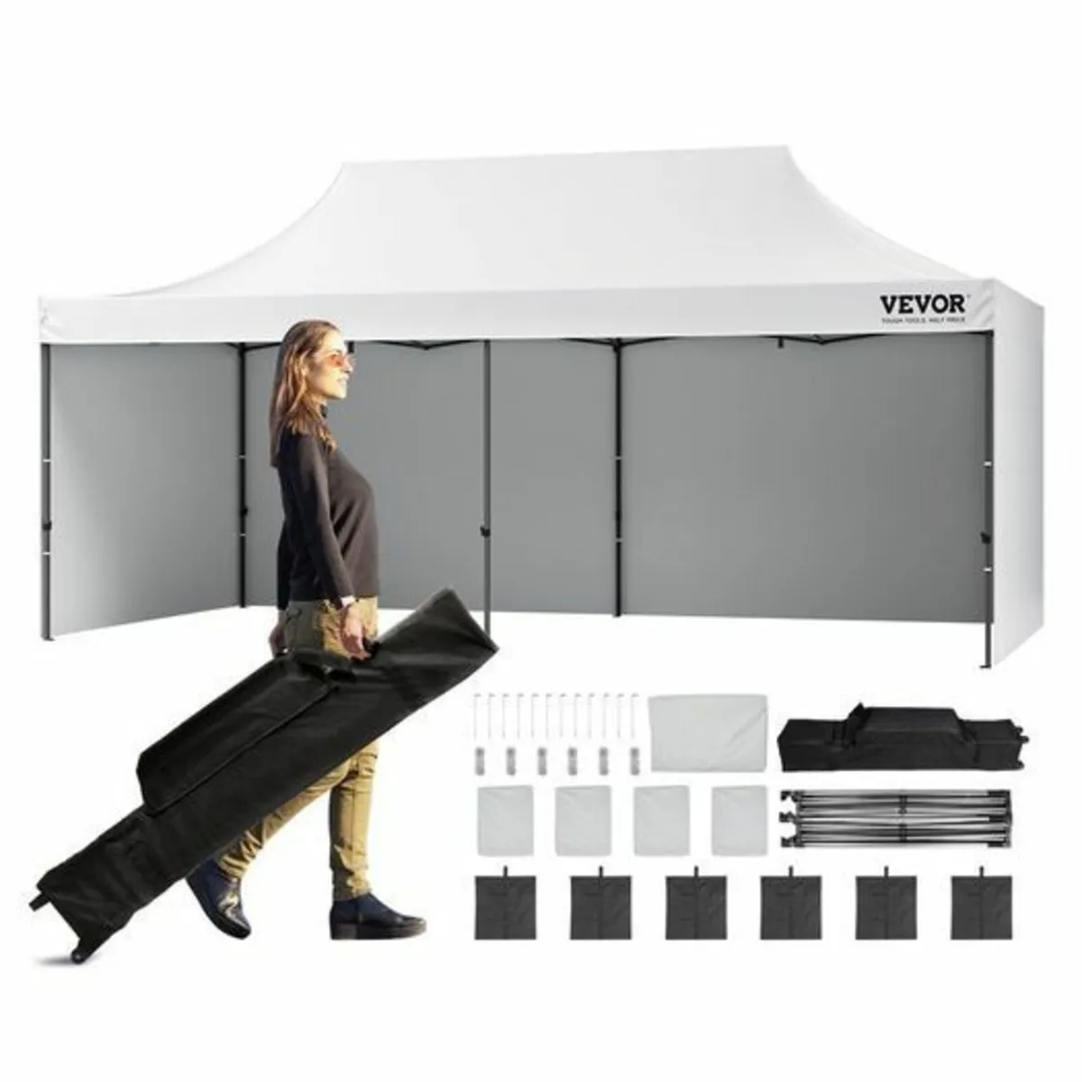 Pop Up Canopy Tent Outdoor Gazebo Tent 10x20FT wit - Image 1