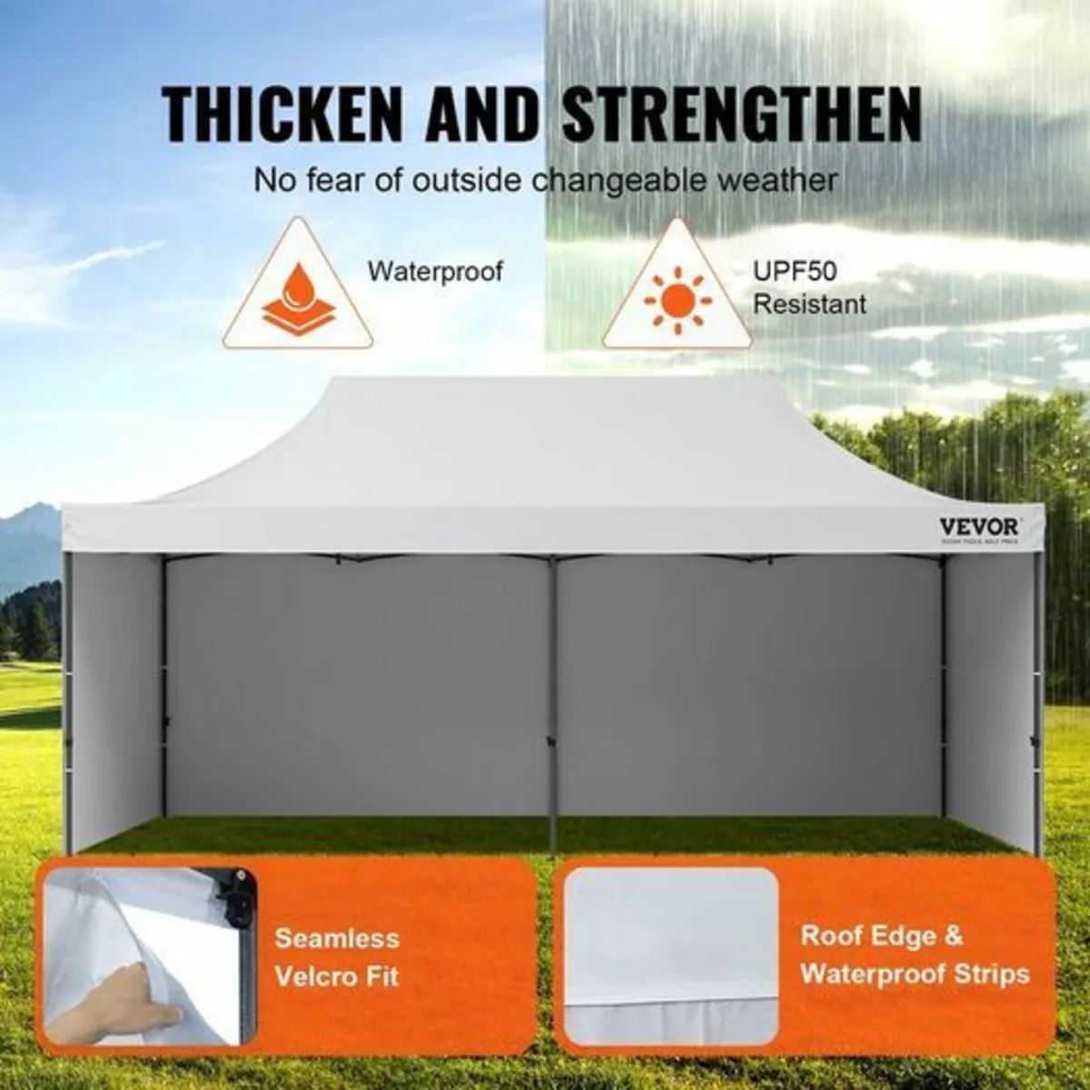 Pop Up Canopy Tent Outdoor Gazebo Tent 10x20FT wit - Image 2