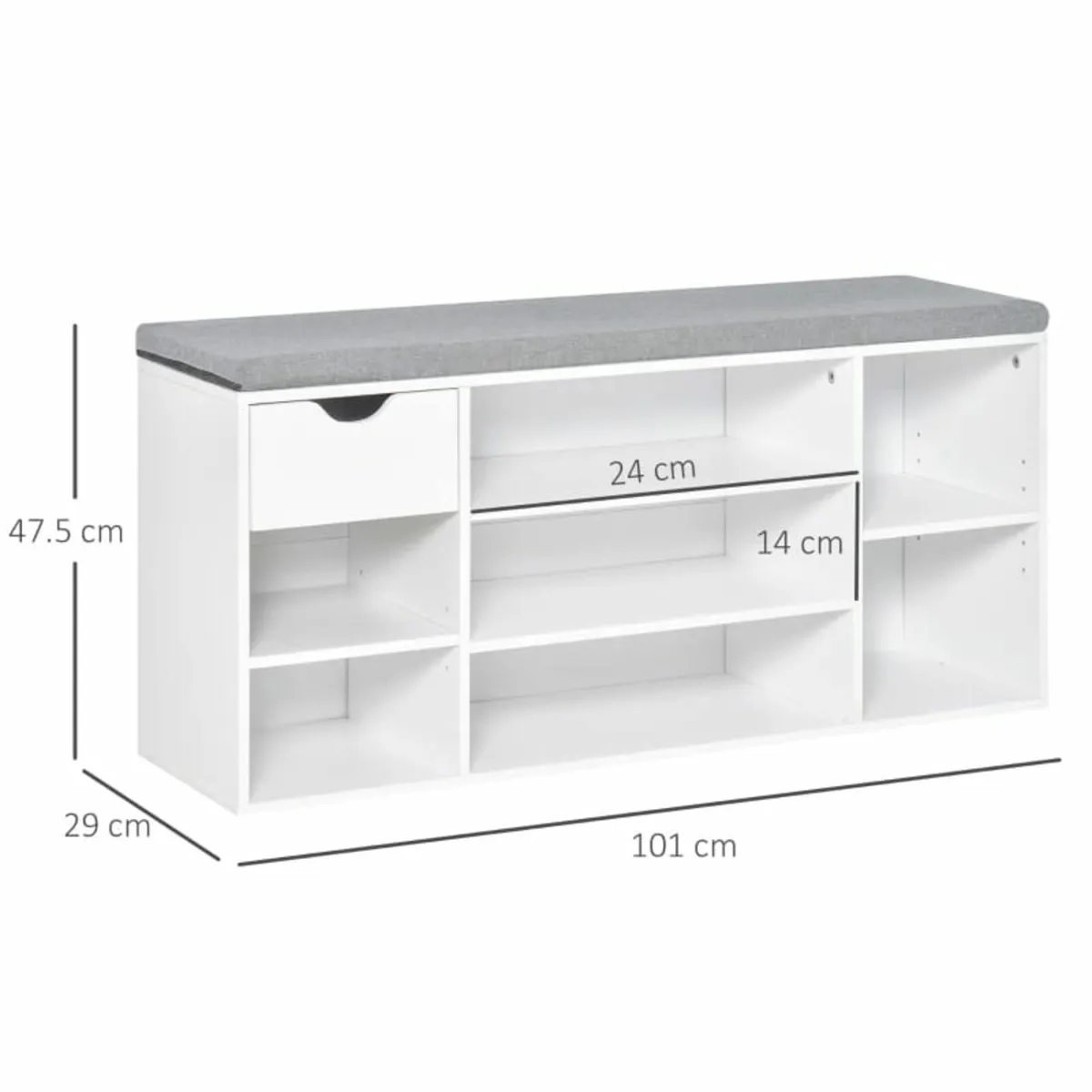 Shoe Bench with Seat Cushion Shoe Storage Cabinet - Image 2