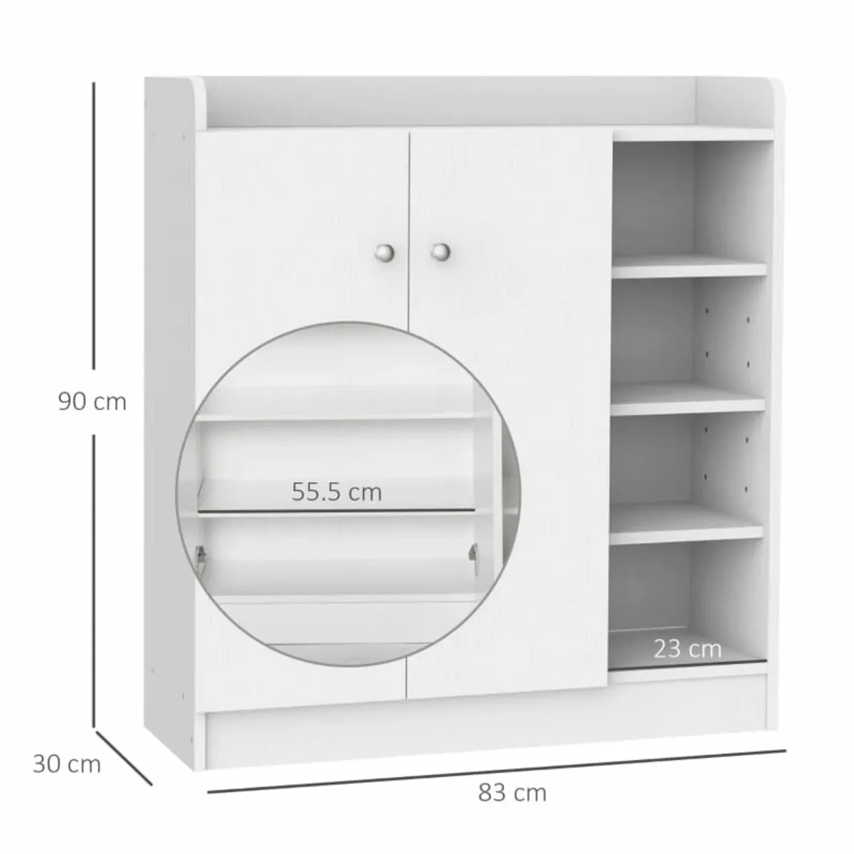 Shoe Storage Cabinet Two Doors w/ Adjustable 4 She - Image 3