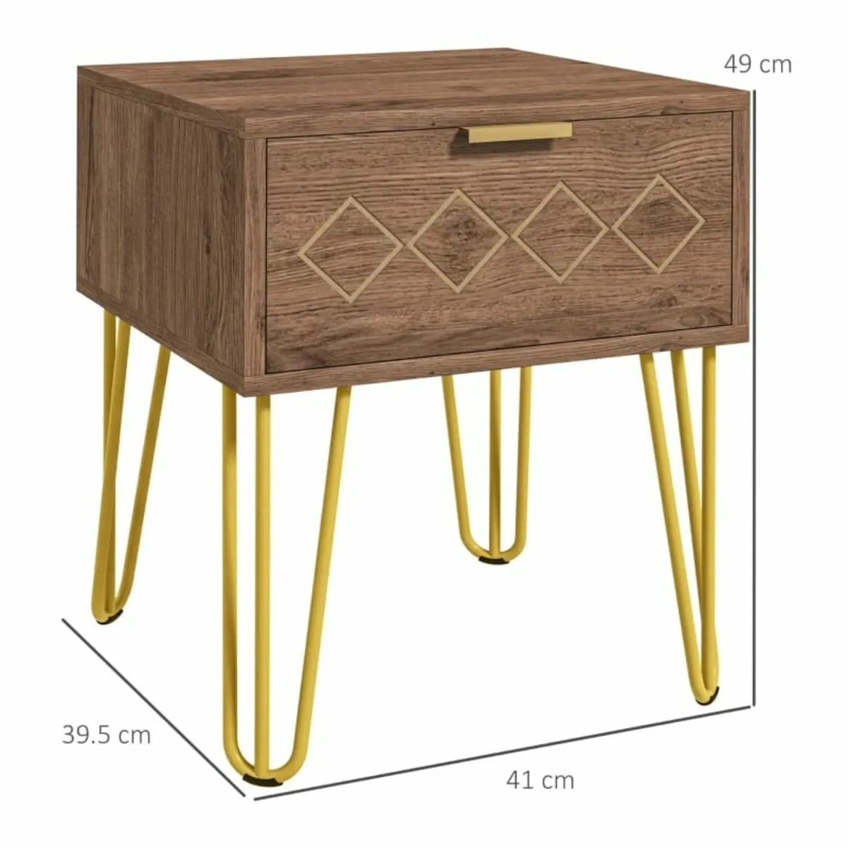 Bedside Table with Drawer, Wooden Nightstand, Mode - Image 2