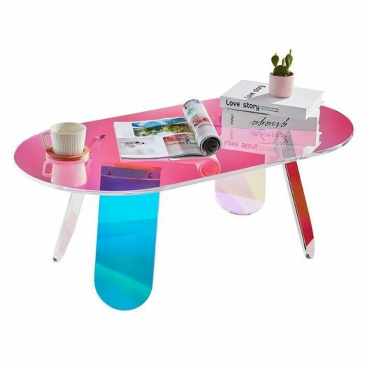 Acrylic Coffee Table, Iridescent Acrylic End Table - Image 1