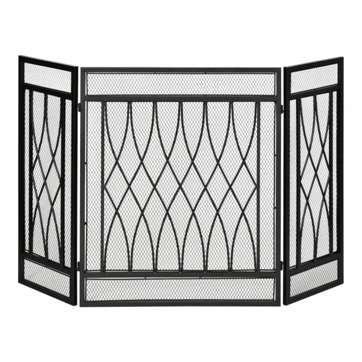 126cm 3-Panel Metal Folding Fireplace Screen Heat - Image 1