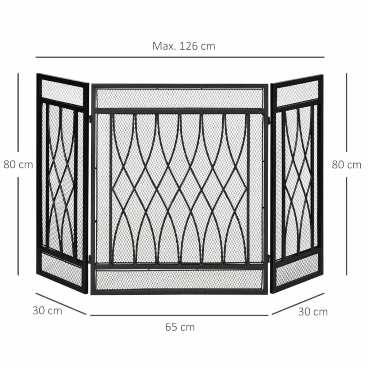 126cm 3-Panel Metal Folding Fireplace Screen Heat - Image 2
