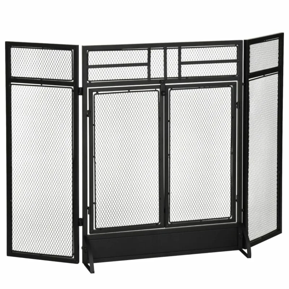 3-Panel Folding Fireplace Screen with Door, Freest - Image 1