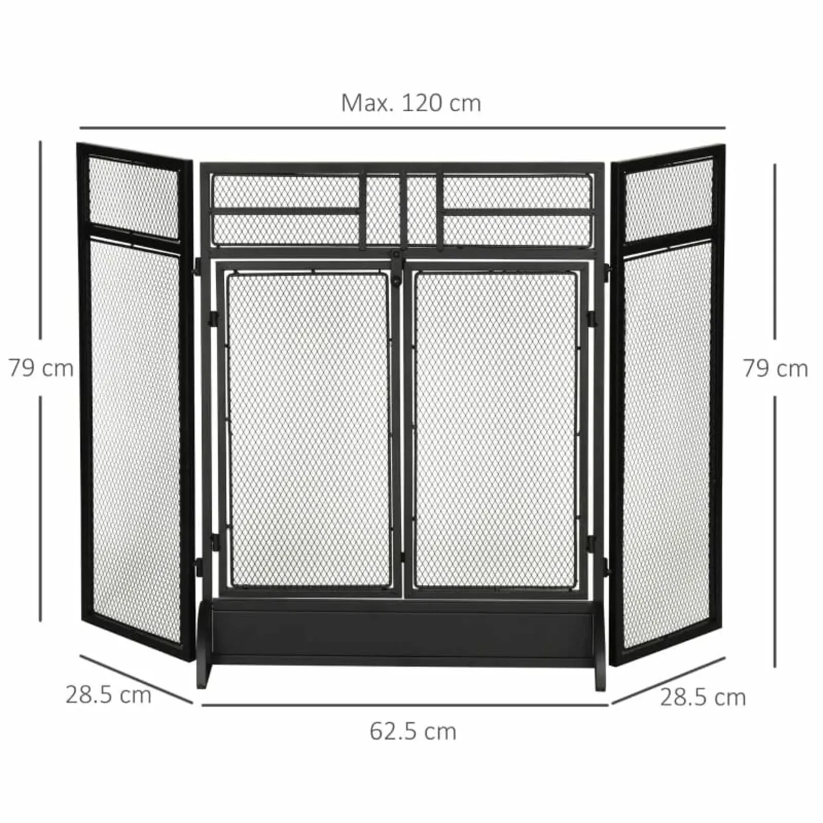3-Panel Folding Fireplace Screen with Door, Freest - Image 2