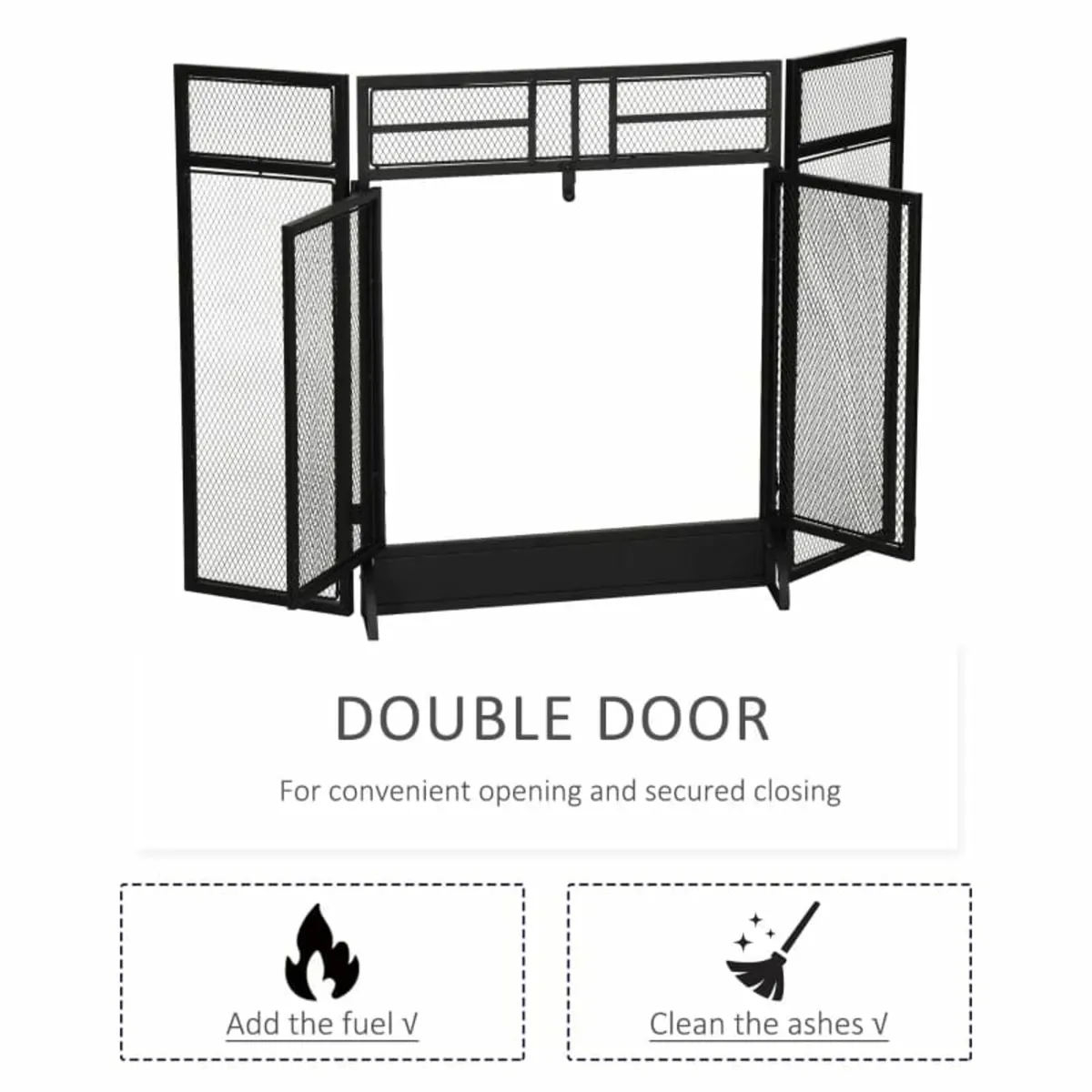 3-Panel Folding Fireplace Screen with Door, Freest - Image 4