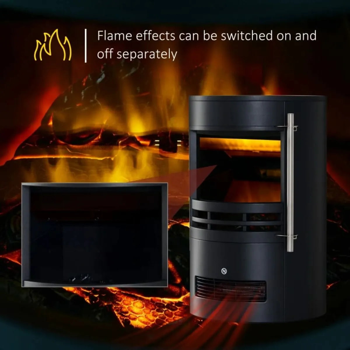 900W/1800W Freestanding Electric Fireplace, Indoor - Image 4