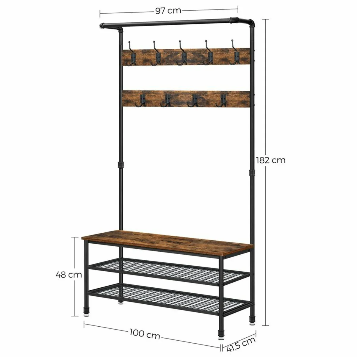 Large coat rack with bench, clothes rack - Image 2