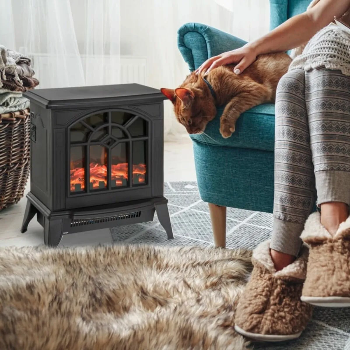 1000W/2000W Freestanding Electrical Fireplace Indo - Image 3