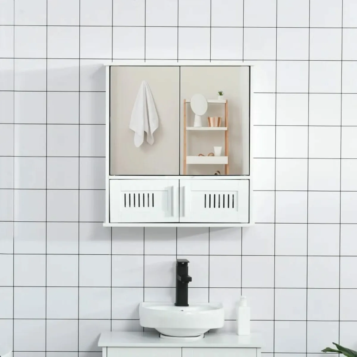 Bathroom Mirror Cabinet, Wall Mounted Storage Cupb - Image 3