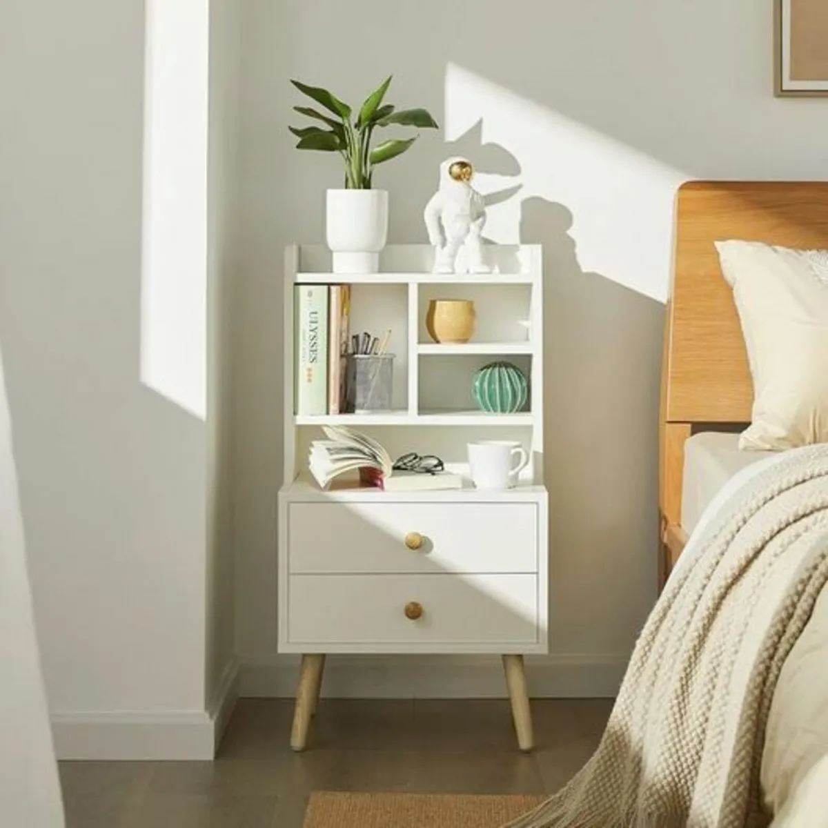 Bedside Table Elegant End Table White - Image 1