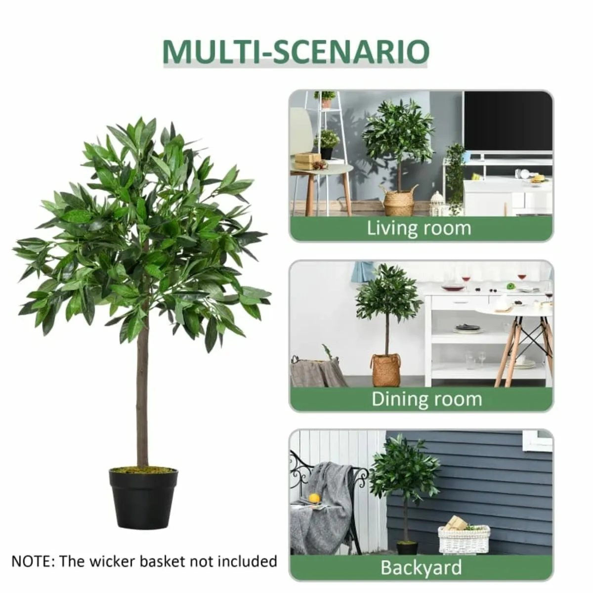 Set Of 2 90cm/3FT Artificial Bay Laurel Topiary Tr - Image 4
