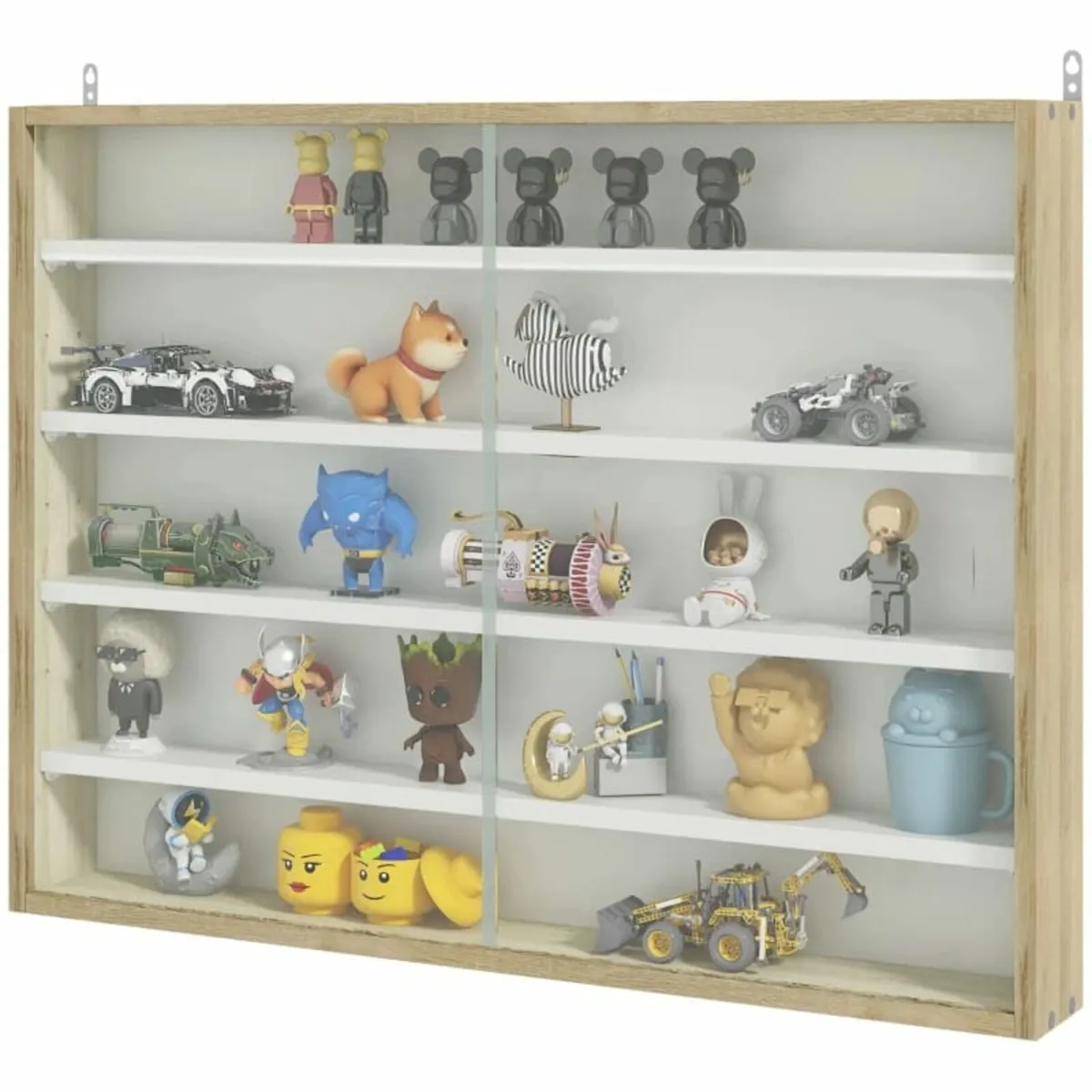 5-Tier Wall Display Shelf Unit Cabinet w/ 4 Adjust - Image 1