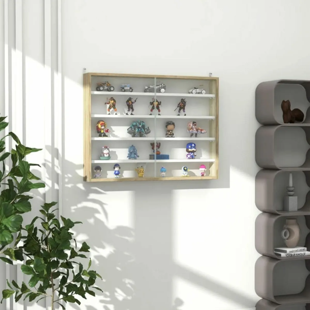 5-Tier Wall Display Shelf Unit Cabinet w/ 4 Adjust - Image 4