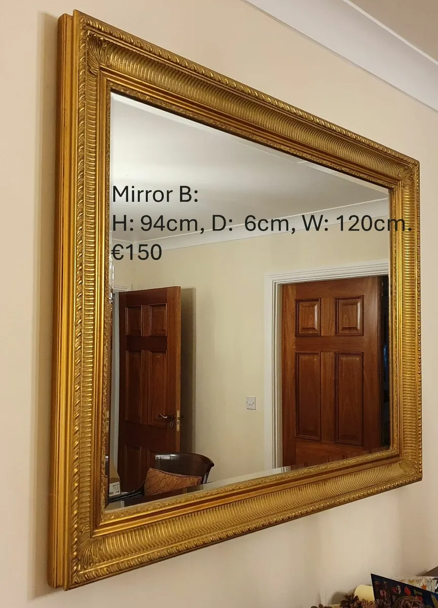 2 Gold-framed Ornamental Wall Mirrors - Image 2