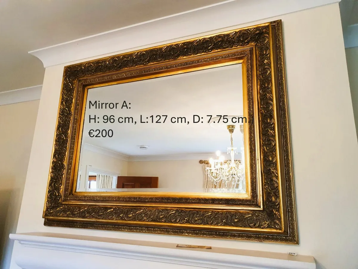 2 Gold-framed Ornamental Wall Mirrors - Image 3
