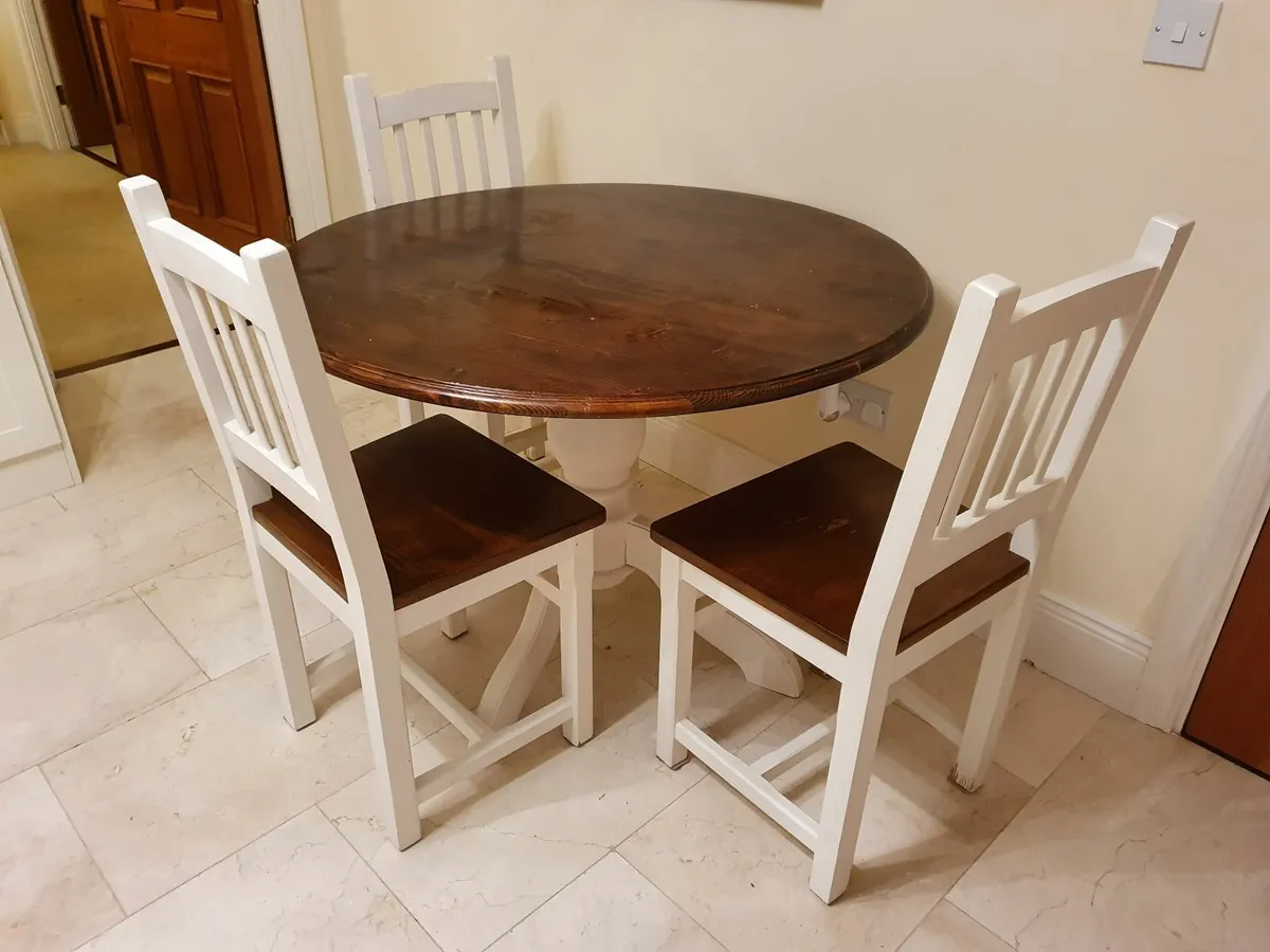 Solid Wood Table & 3 Chairs - Image 1
