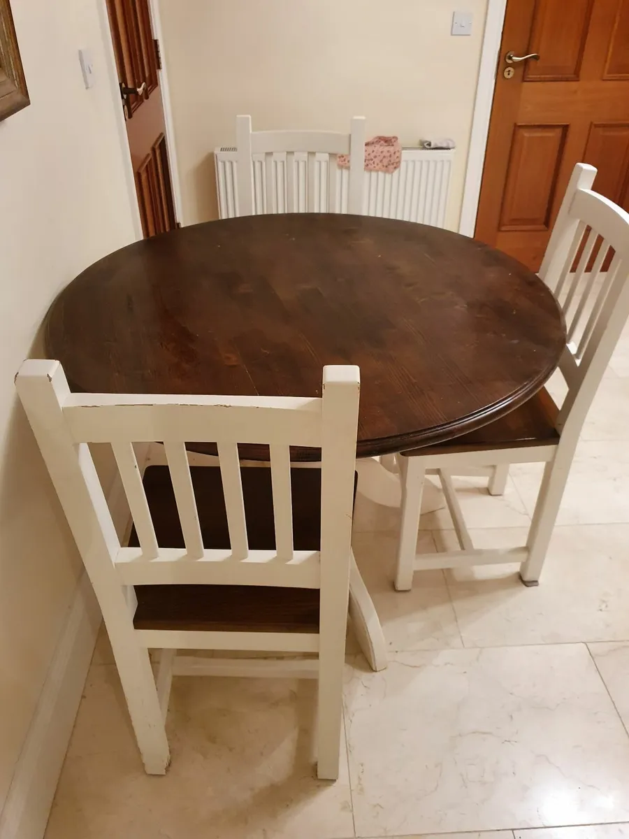 Solid Wood Table & 3 Chairs - Image 3