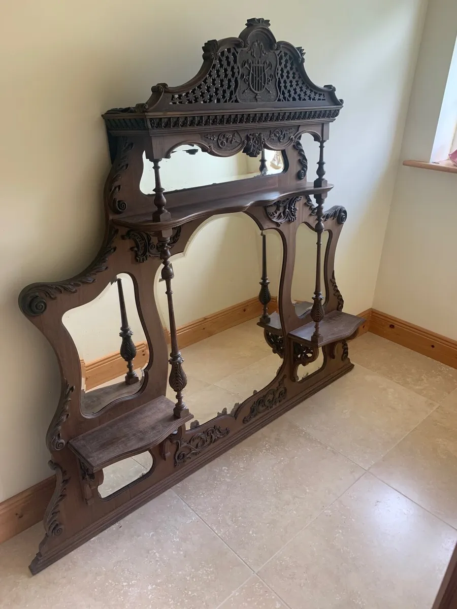 Ornate over mantle mirror Victorian beautiful - Image 1