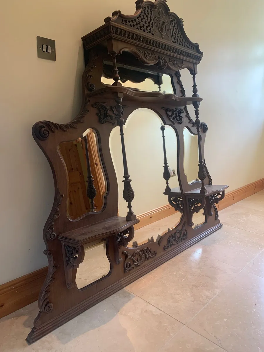 Ornate over mantle mirror Victorian beautiful - Image 2