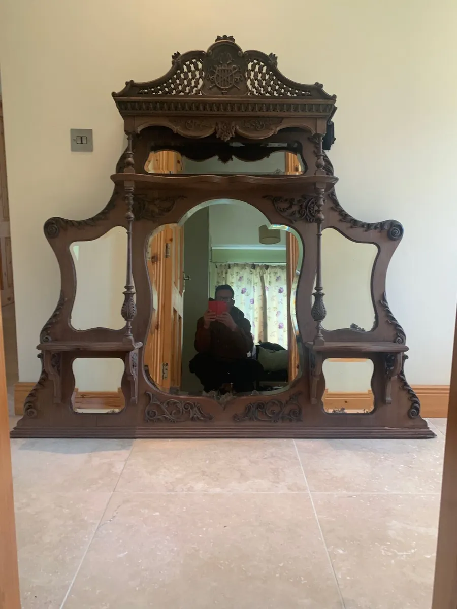 Ornate over mantle mirror Victorian beautiful - Image 3