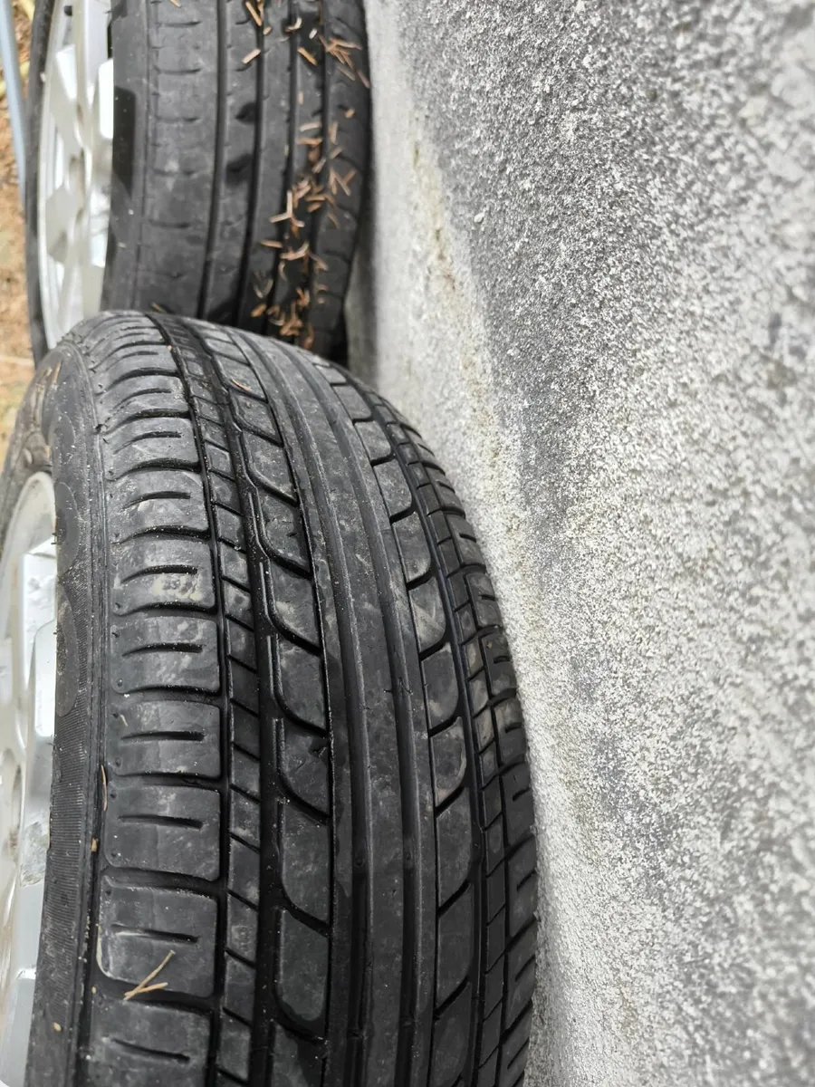 Set of 4 Alloys, 100X5 Good tyres & straight rims - Image 4