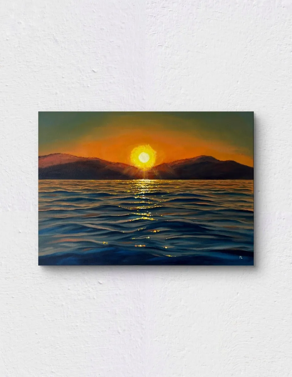 Original oil painting Sunset, Large Wall Art Sea - Image 1
